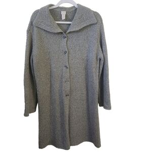 J. Jill Vintage Green Wool Blend Long Line Cardigan Sweater Size LP